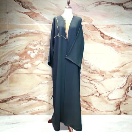 Embroidery Abaya with Inner Different Color Available Korean Fabric