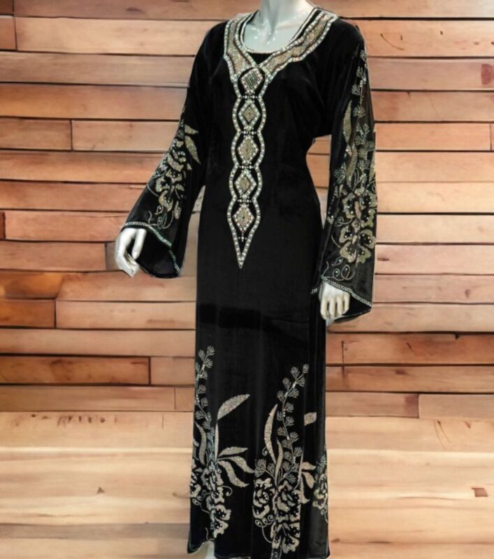 Velvet Stone Embroidered Abaya